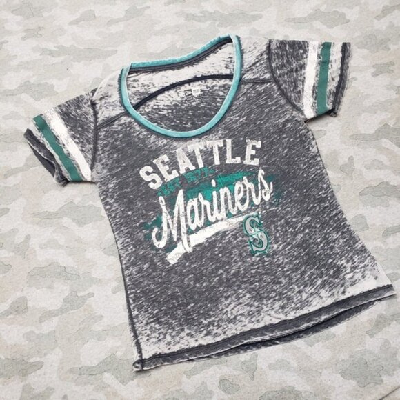 Seattle Mariners Shirt Women s Medium Gray New Era Short Sleeve MLB Baseball - Picture 2 of 6